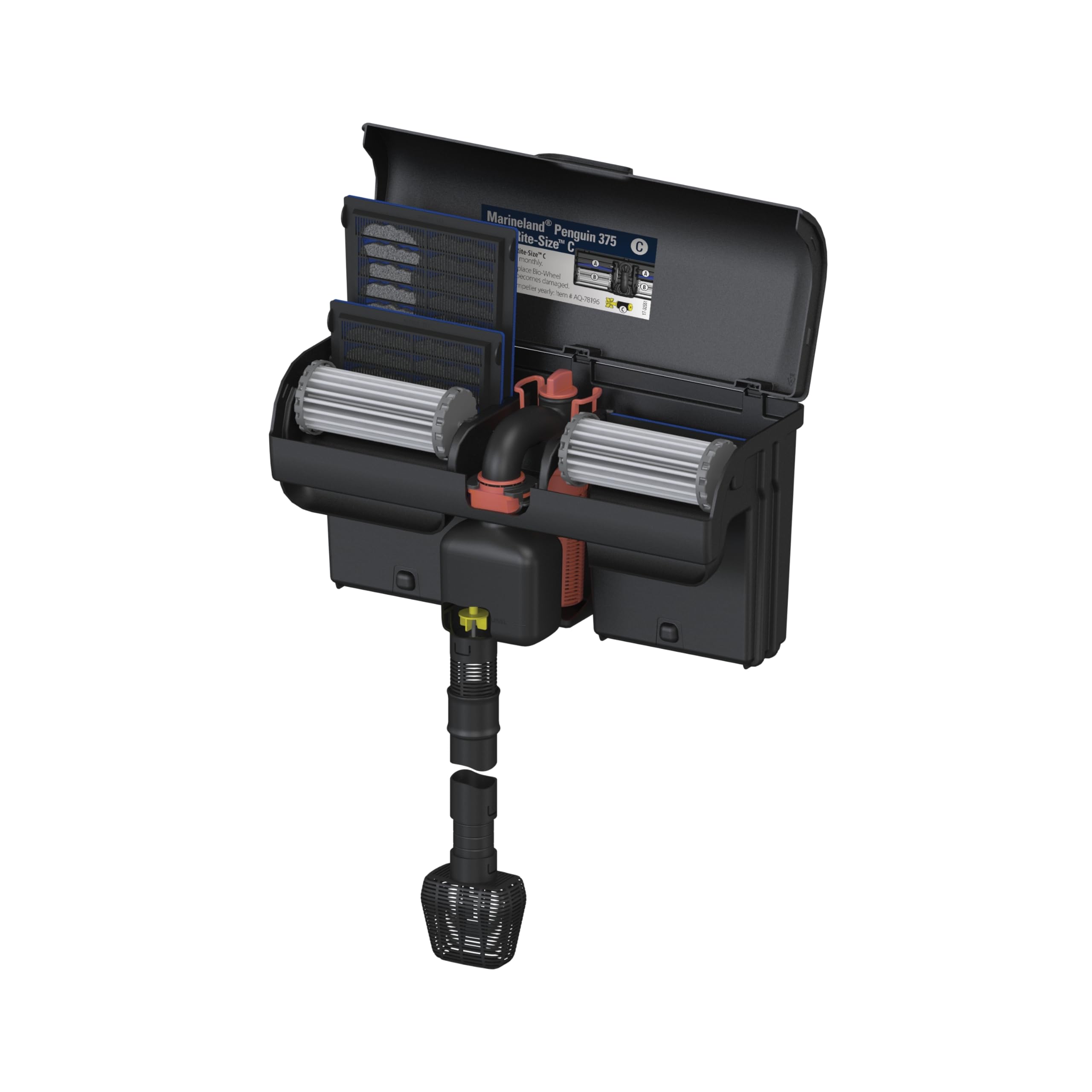 Marineland Penguin Bio-Wheel cartridge with ribbed backing distributes carbon.