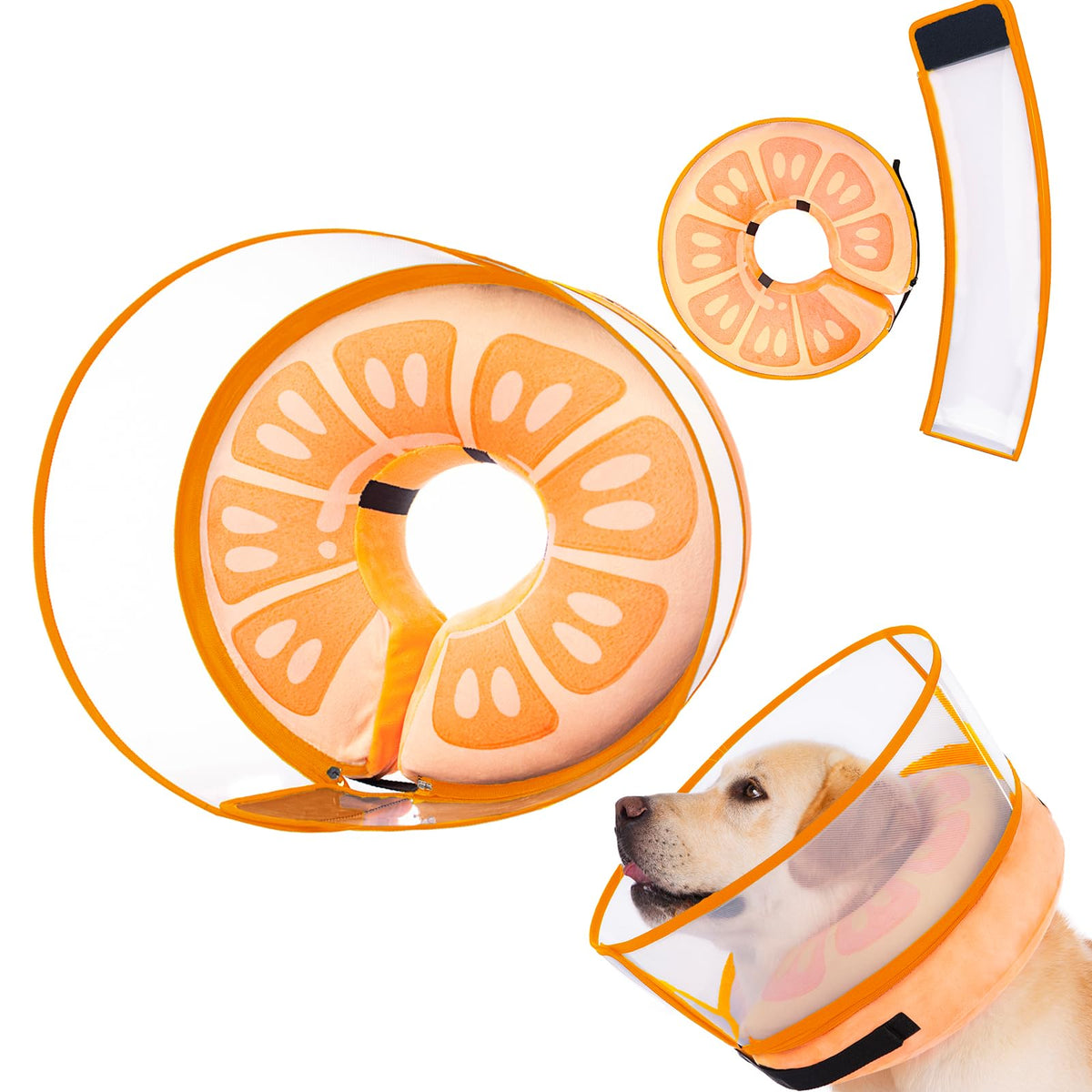 Mariyago inflatable dog cone with outer cover offering extended anti-licking coverage.