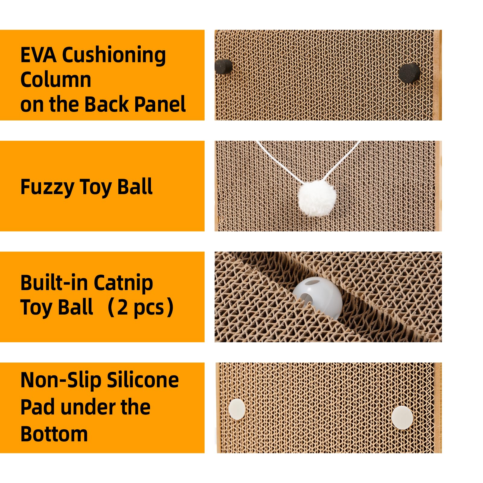 Markarbarka catnip-ball toy included attracts cats to scratcher.