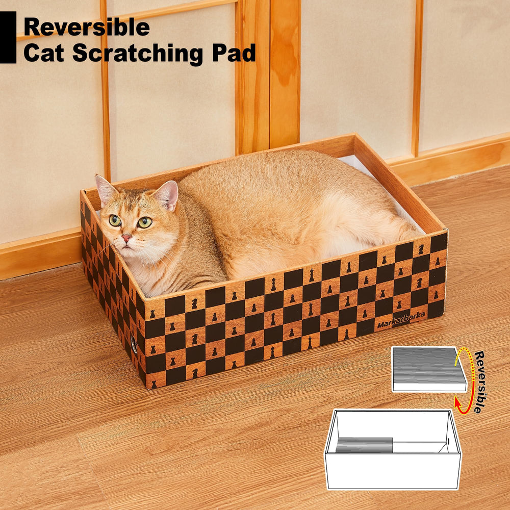 Markarbarka chess-pattern cat furniture blends style with practical scratching and lounging.