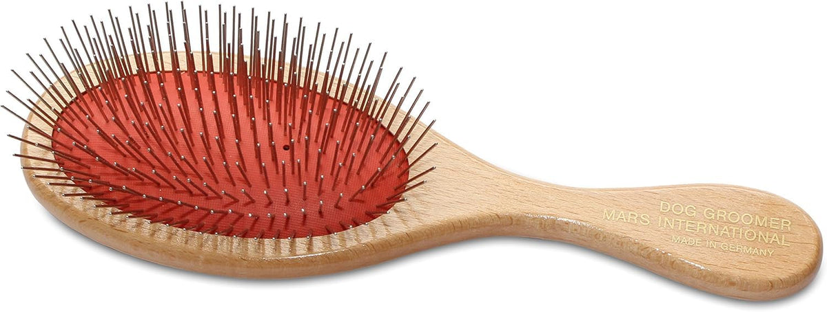 Mars Coat King grooming brush with 9-inch body and 1-inch pins for deep detangling and reduced static