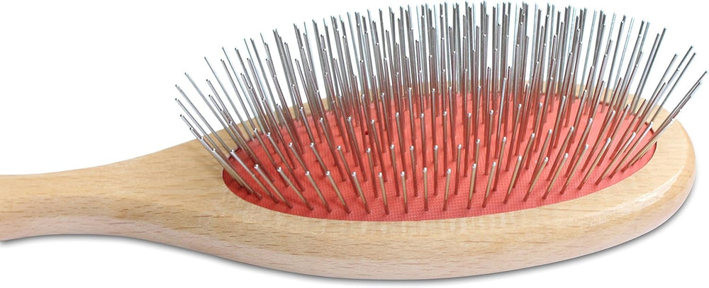 Mars Coat King 9-inch grooming tool with wood handle and stainless pins, manufactured with German precision