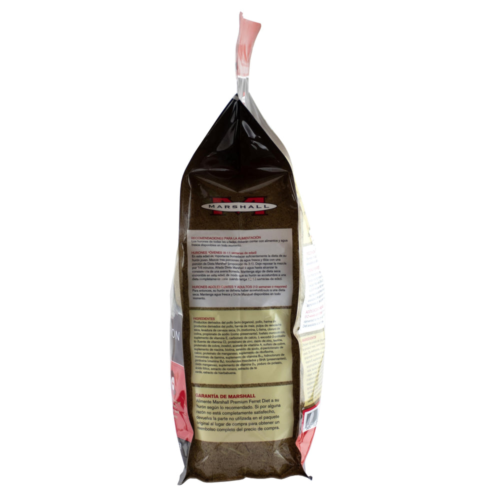 Marshall Ferret Diet kibble close-up highlighting quality ingredients for digestion and coat.