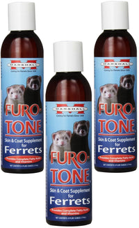 Marshall Furo Tone bottle pour showing easy ferret supplementation for skin comfort and coat vitality