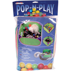 Marshall Pet Products Ferret Pop-N-Play Ball Pit setup showing holes and colorful balls for enrichment