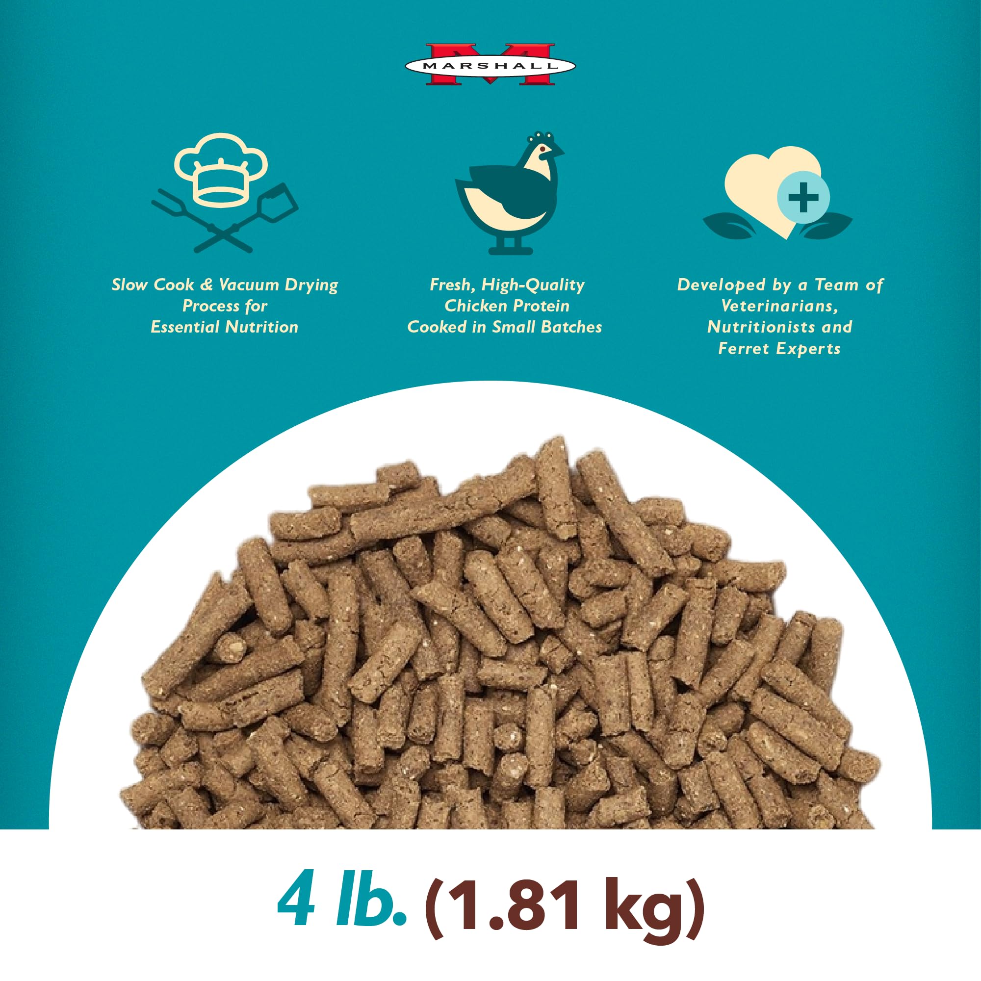 Marshall kibble texture close-up highlighting crunchy bites for digestion