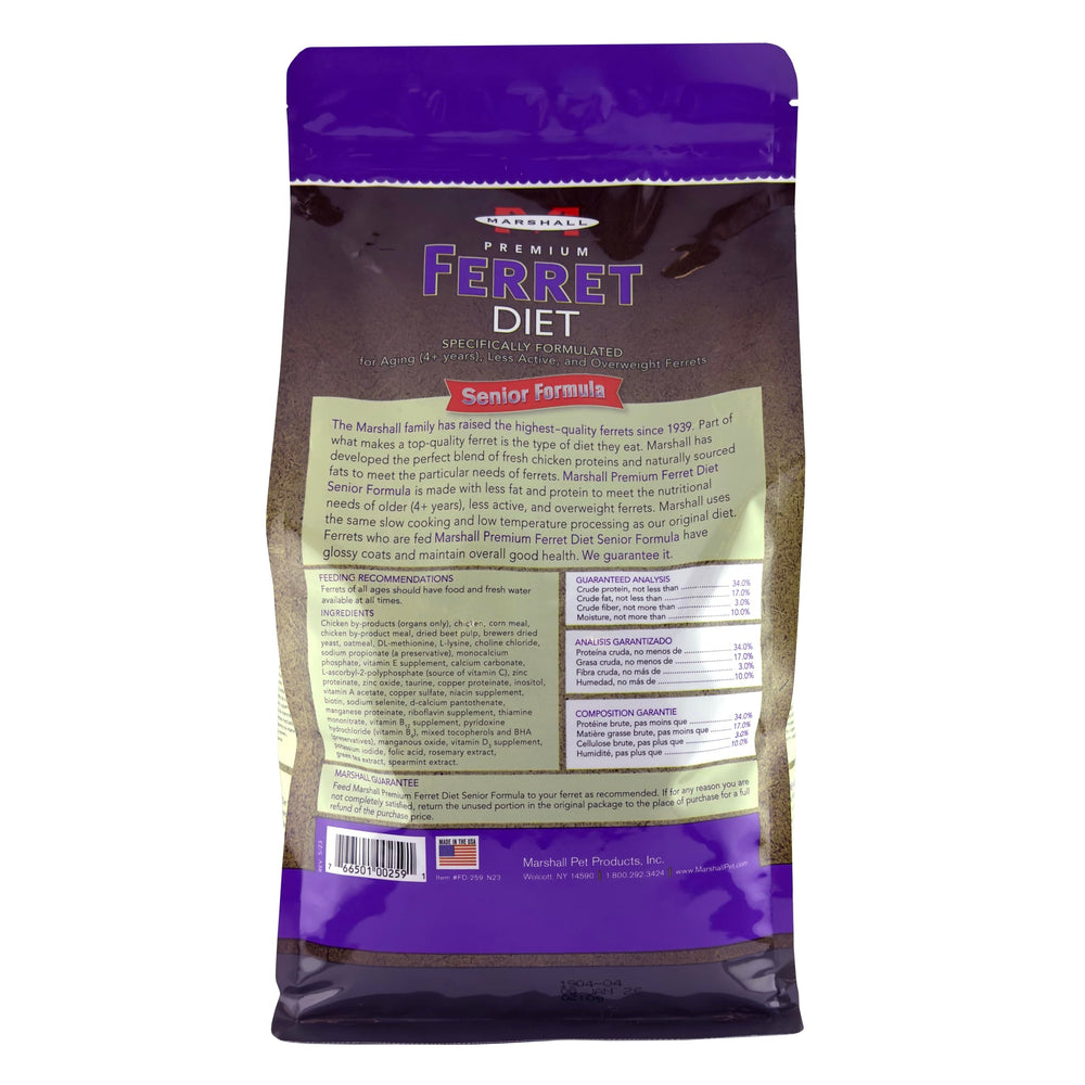 Serving bowl with Marshall Premium Ferret Diet Senior Formula ready for mealtime