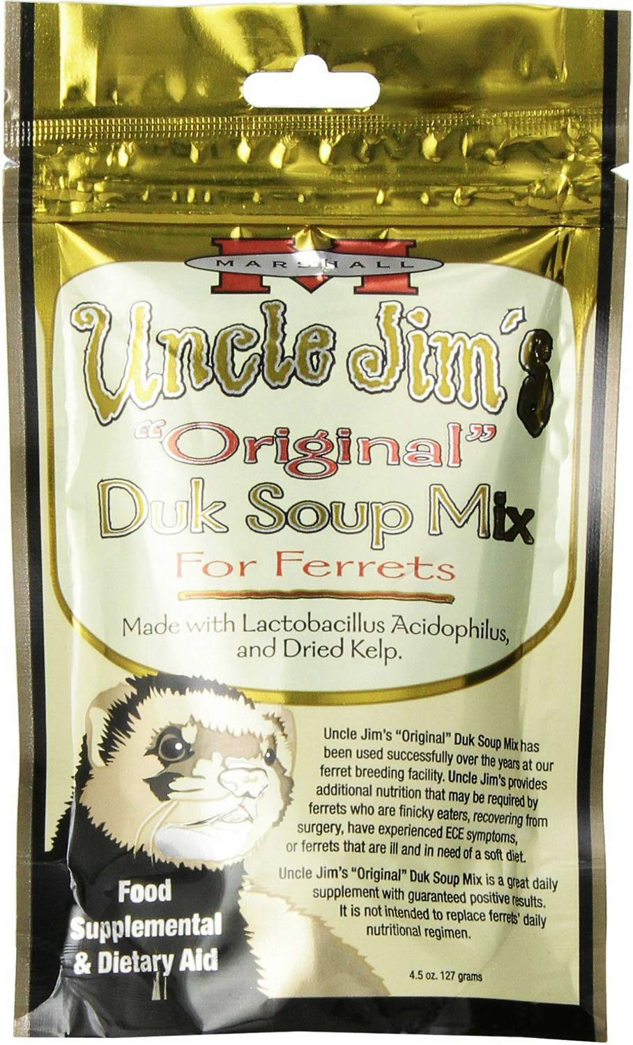Marshall Uncle Jim's Duk Soup Ferret Bowl—may help entice steady appetite at mealtime.