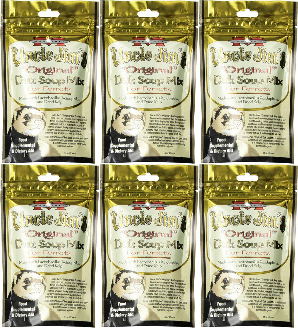Marshall Uncle Jim's Duk Soup Mix packaging highlights convenient 6-pack packaging.