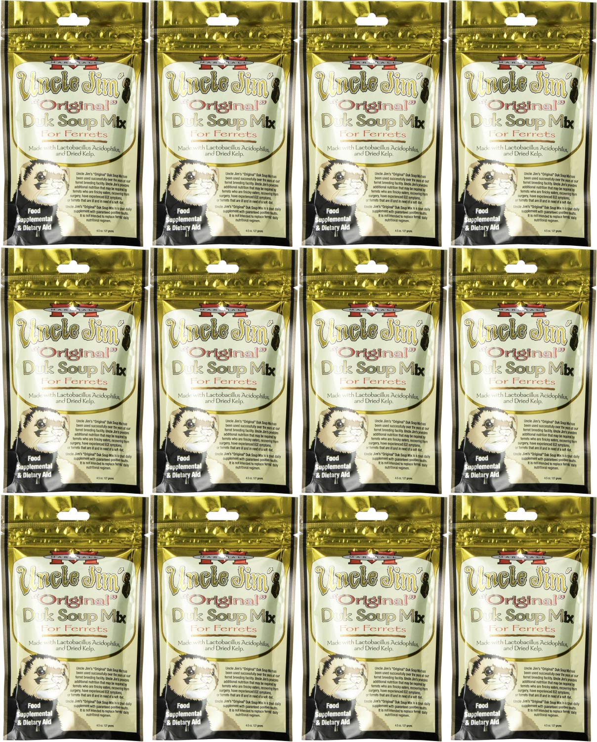 Marshall Uncle Jim's Duk Soup Powder Dispense—easy to mix into ferret meals for flavor appeal.