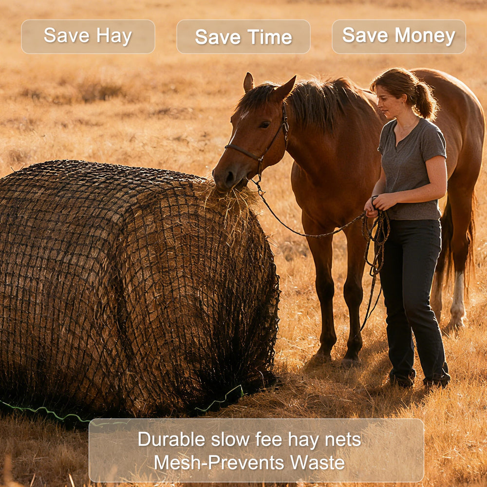 Martx weather-resistant hay net for outdoor stalls and pastures.