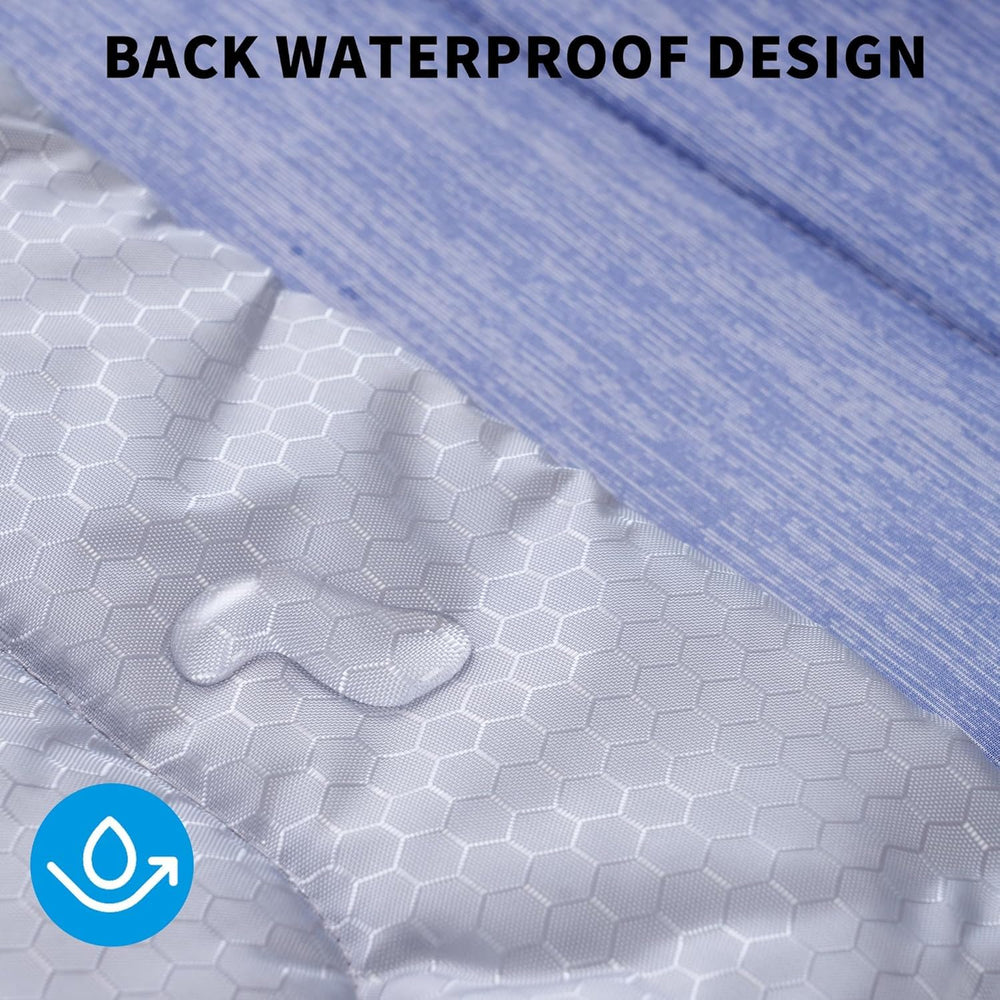 MARUNDA cooling mat ocean blue side-by-side view highlights cooling effect for pets.