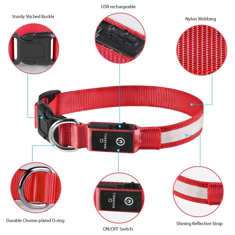 MASBRILL LED Dog Collar three modes for versatile visibility