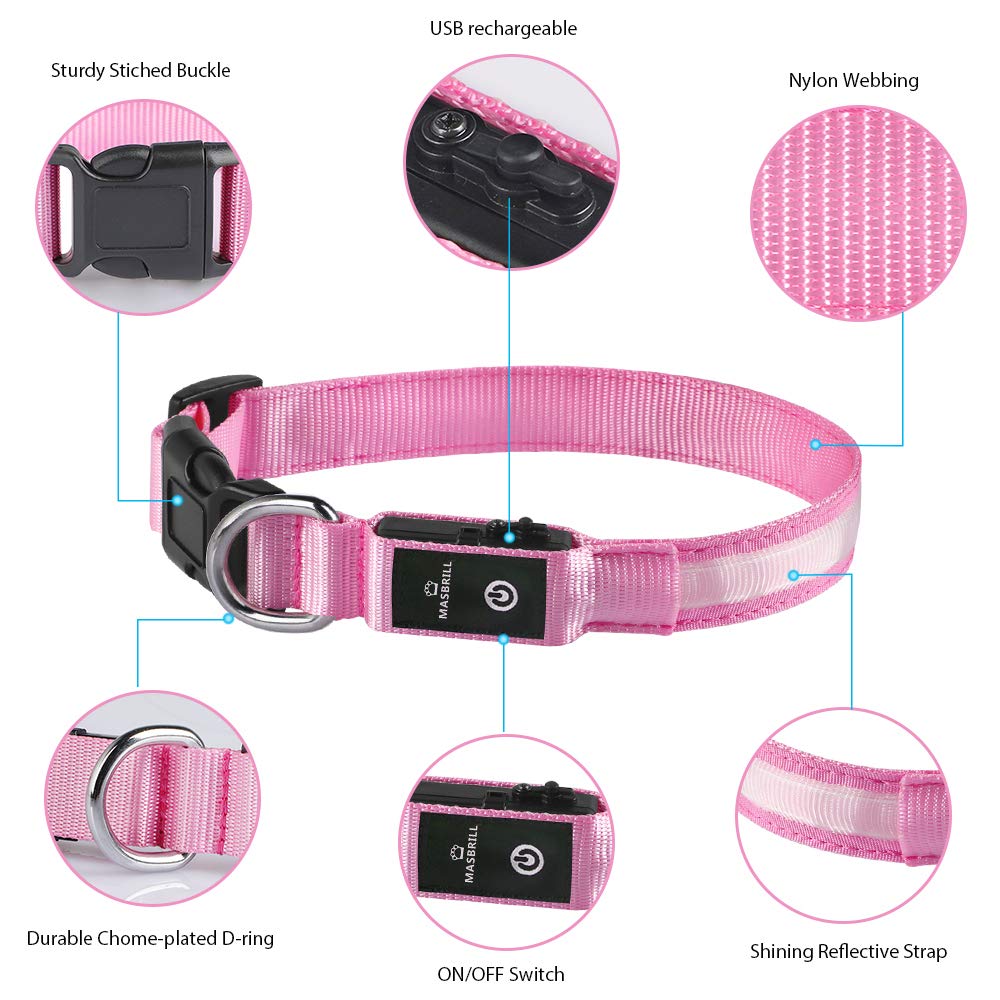 MASBRILL waterproof glow collar for dogs suits all-weather outdoor adventures