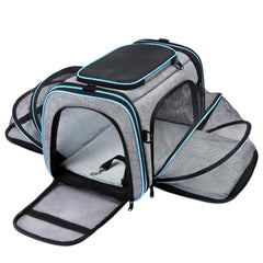 MASKEYON airline approved pet carrier top ventilation for easy pet loading.