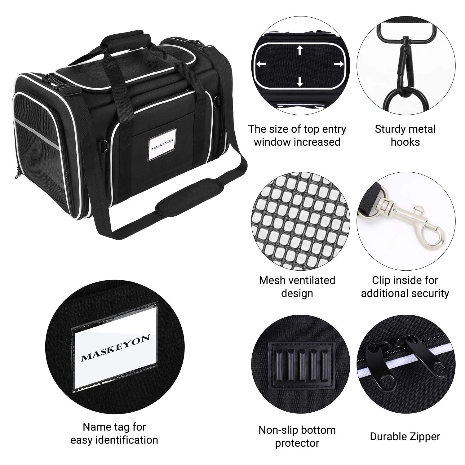 Maskeyon carrier TSA airline approved design fits under seats