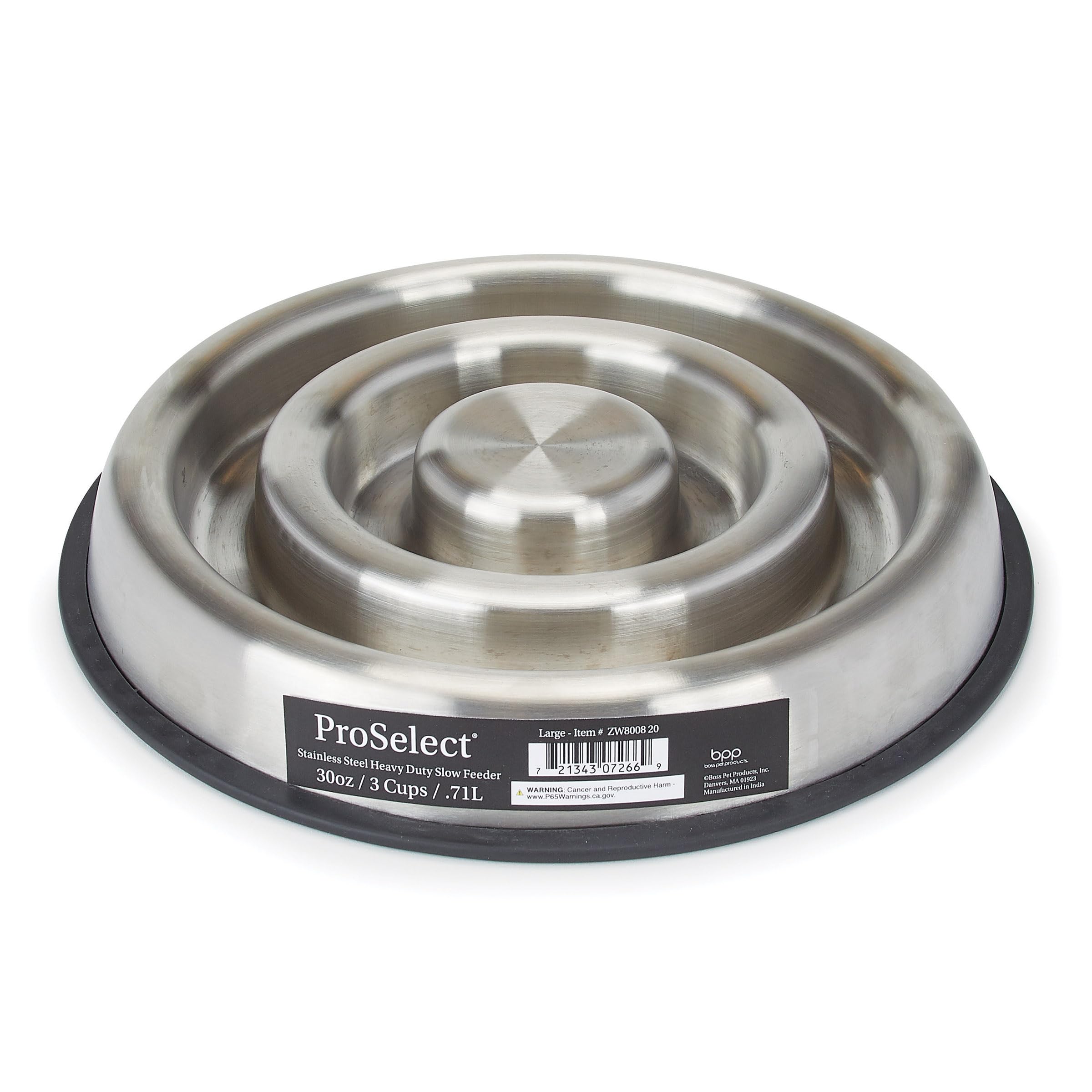 Master Grooming Tools ProSelect slow feeder in stainless steel slows meals to prevent gulping