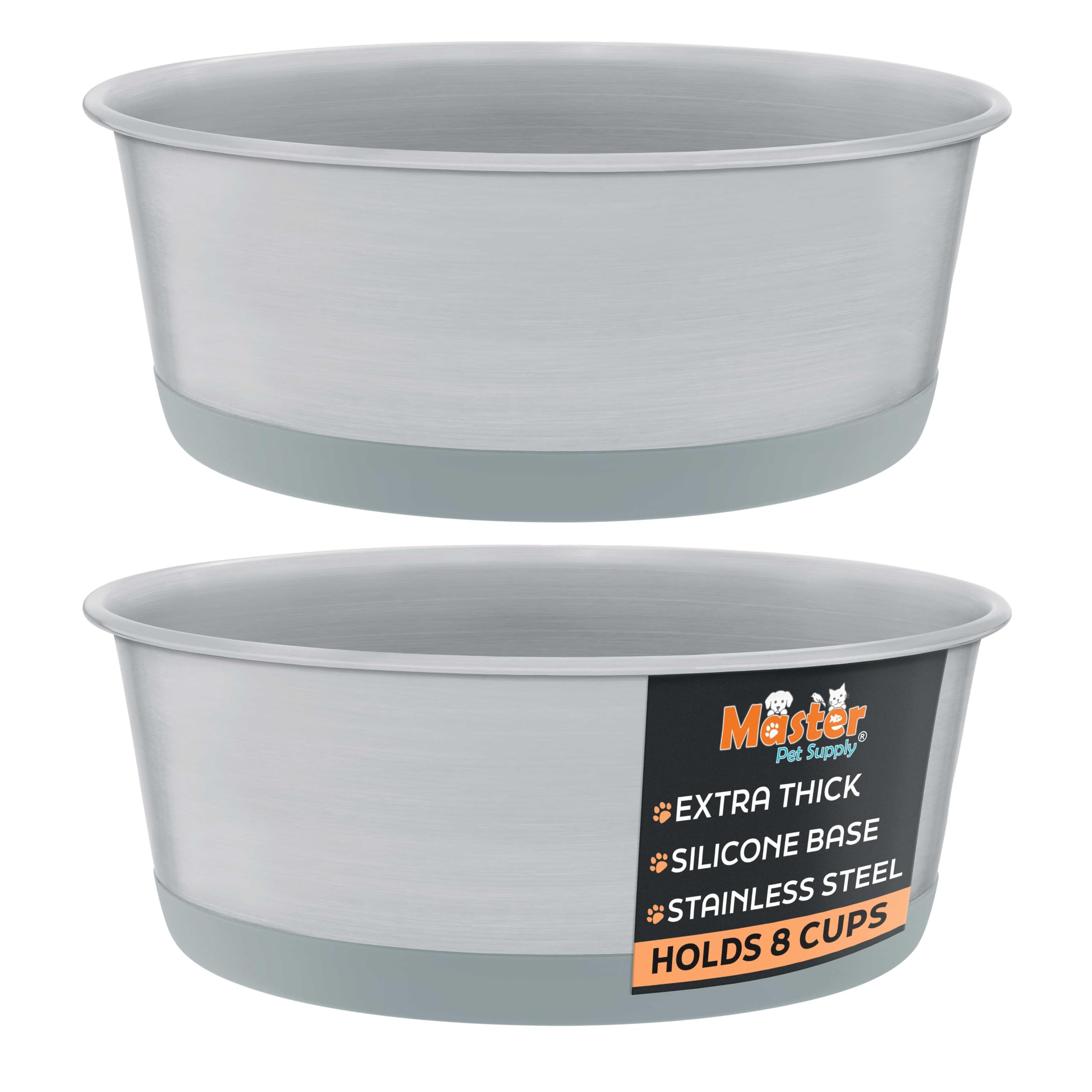 Master Pet Supply 8-cup graphite bowls, two-pack, ideal for larger meals