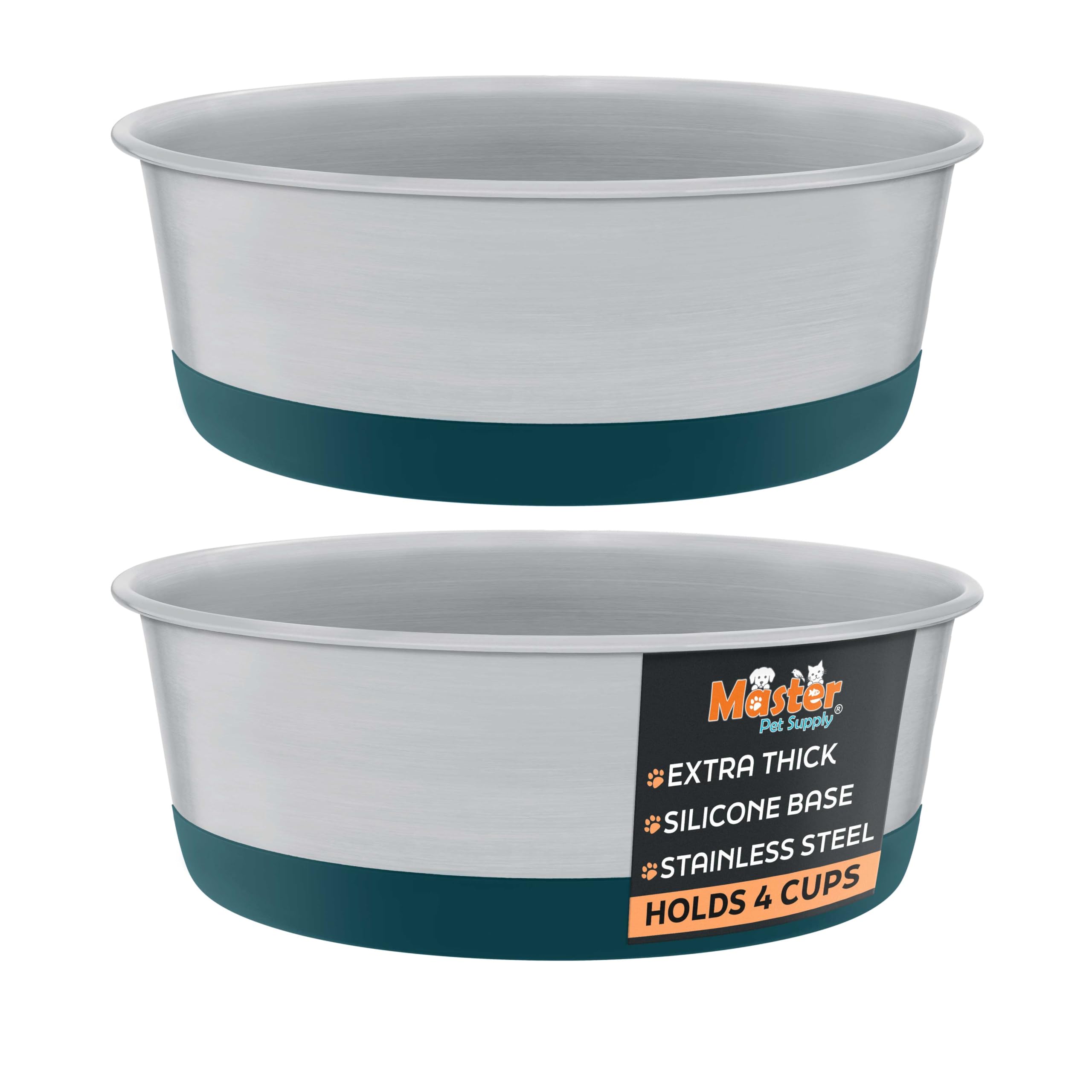 Master Pet Supply Emerald Sea bowls set 2 with 4-cup capacity for daily meals