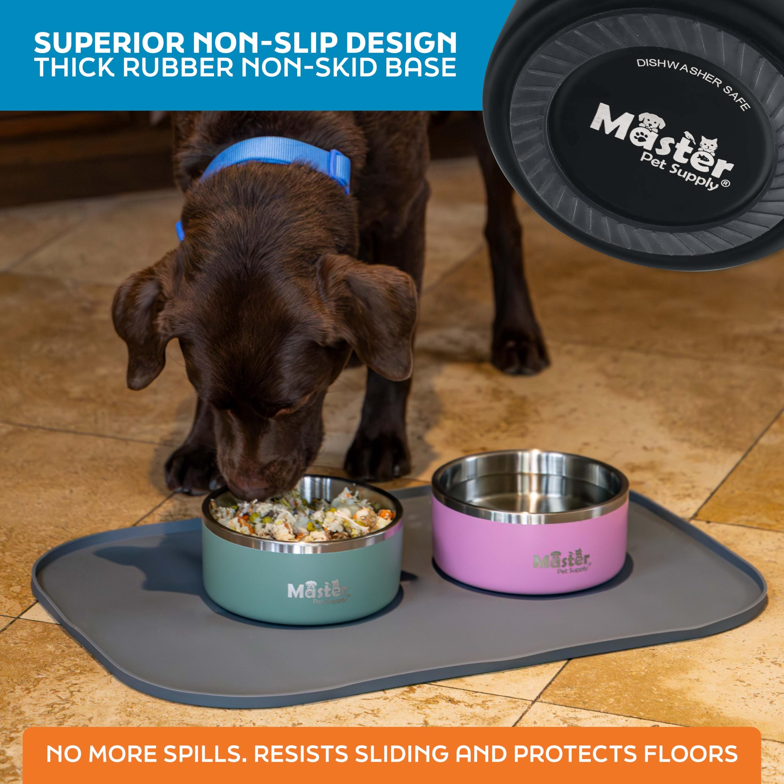Master Pet Supply dishwasher-safe dog bowl designed for quick cleanup after meals.