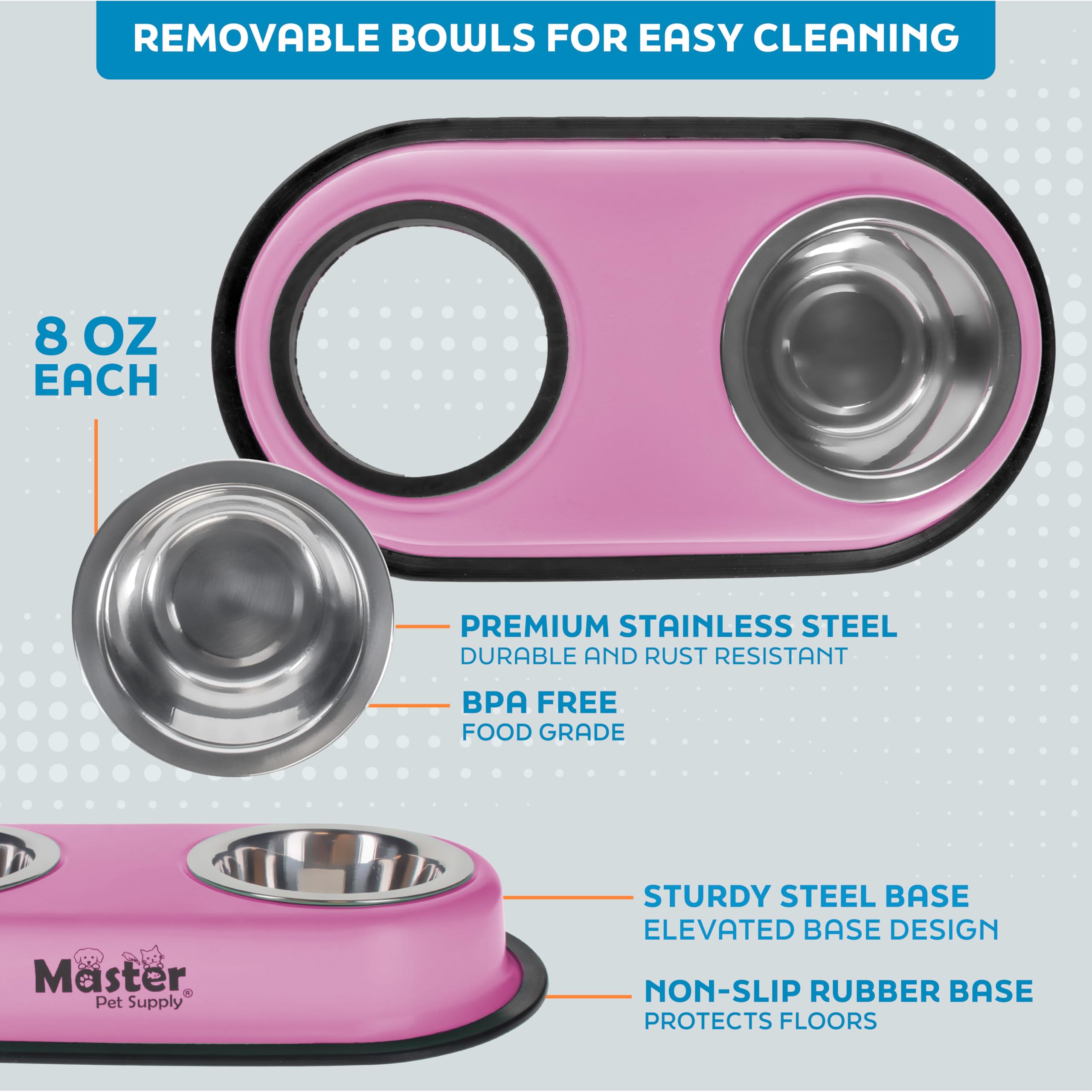Master Pet Supply hyper pink feeding bowls add stylish touch for small pets