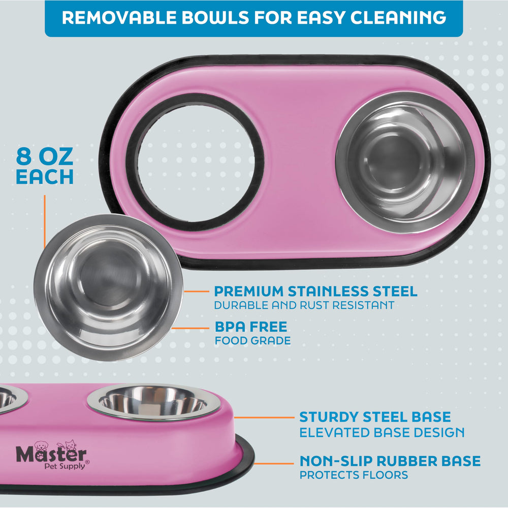 Master Pet Supply hyper pink feeding bowls add stylish touch for small pets