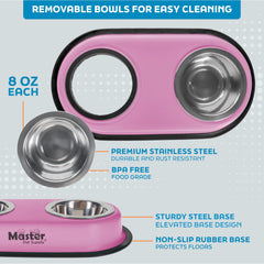 Master Pet Supply hyper pink feeding bowls add stylish touch for small pets
