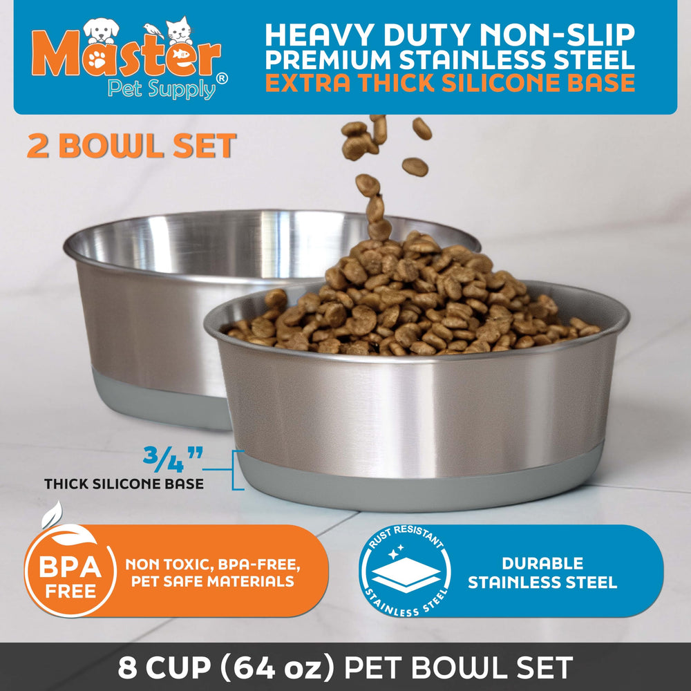 Close-up of non-slip silicone base on Master Pet Supply bowls
