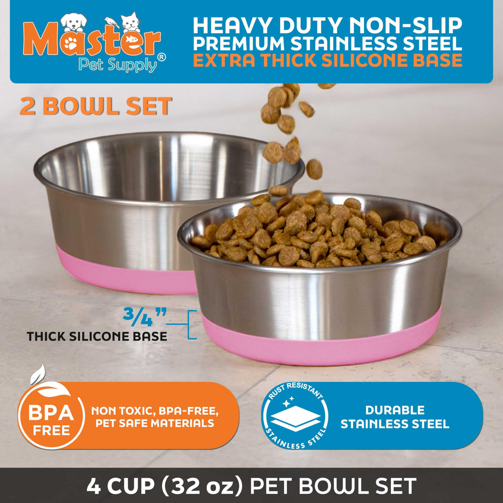 Master Pet Supply non-slip silicone base keeps bowls steady during feeding