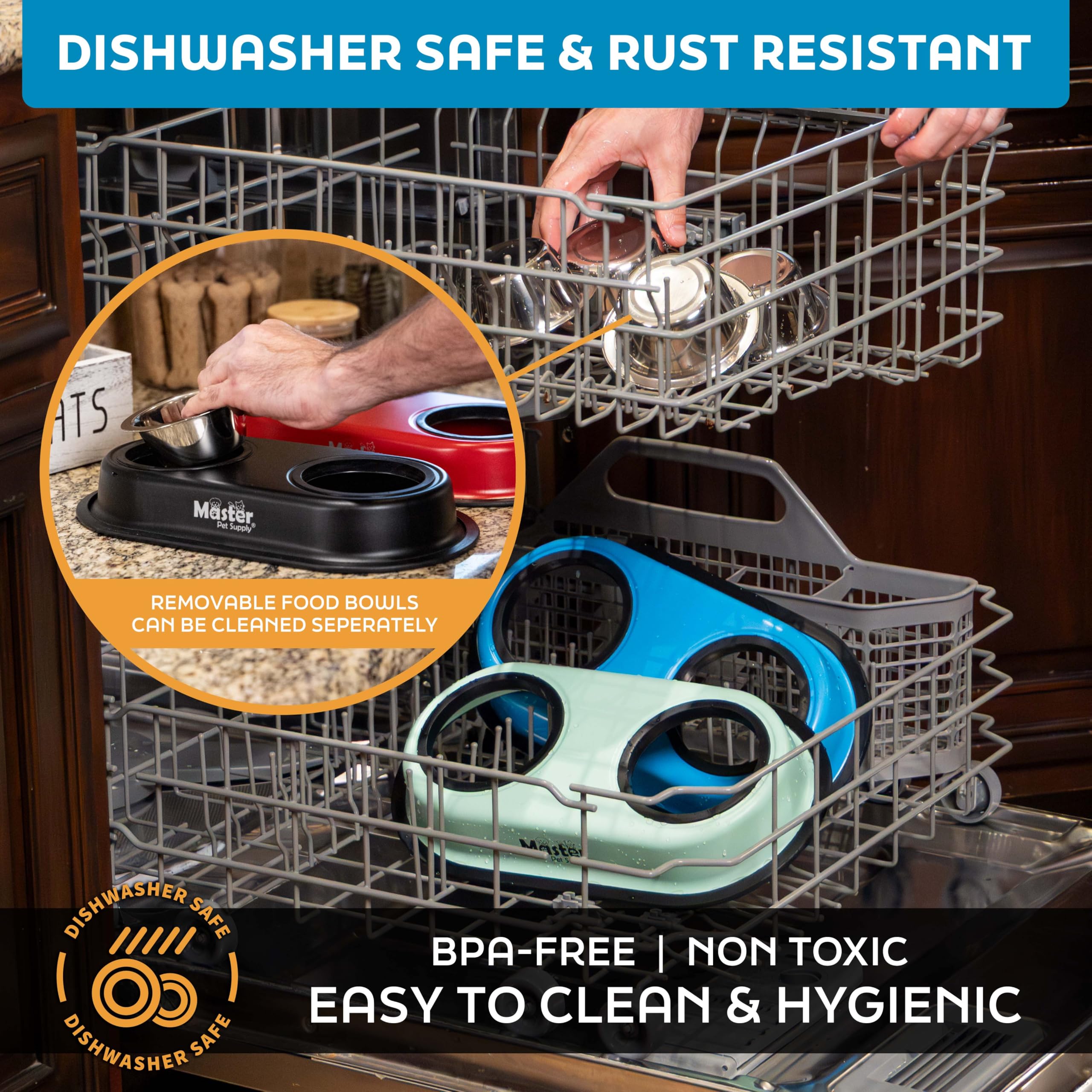 Master Pet Supply elevated base promotes better posture during meals