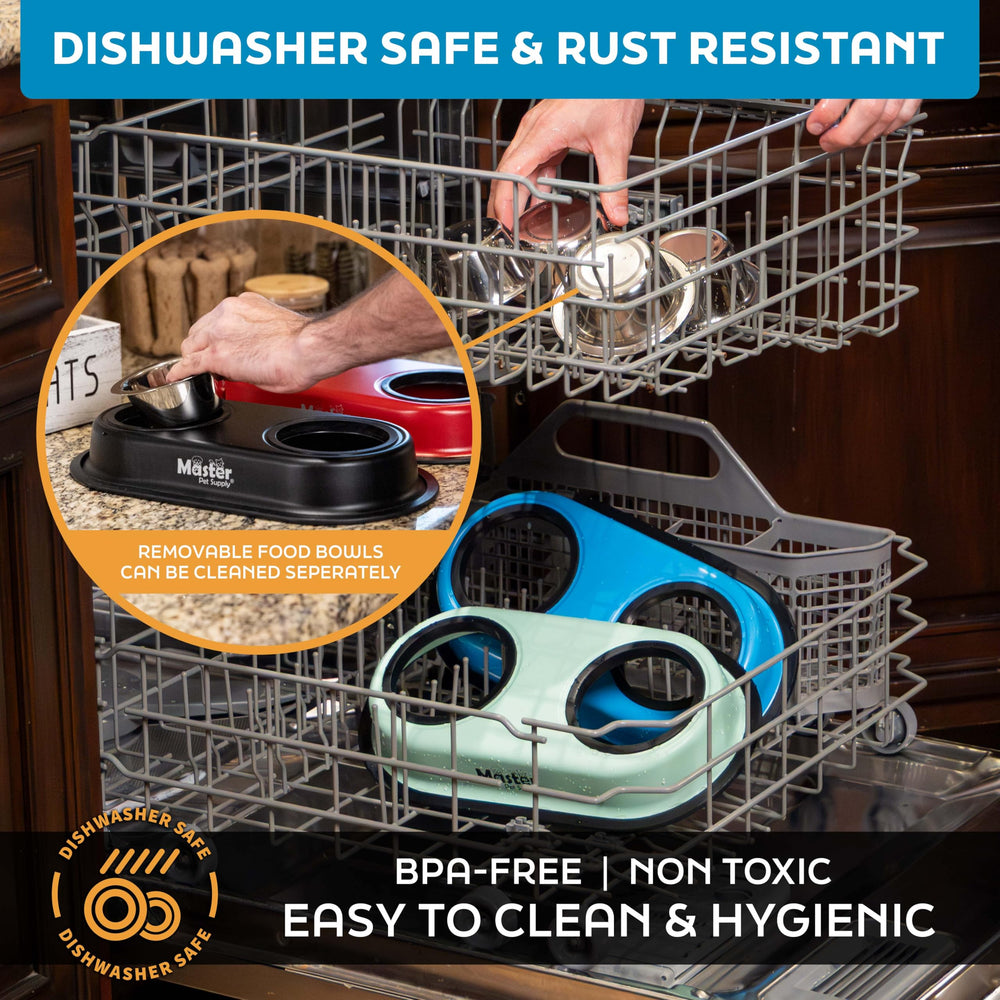 Master Pet Supply rust-resistant metal stands up to daily use.