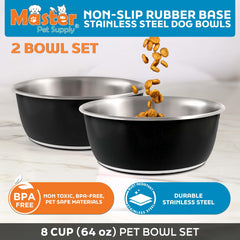 Two-pack 64 oz bowls ideal for large meals from Master Pet Supply
