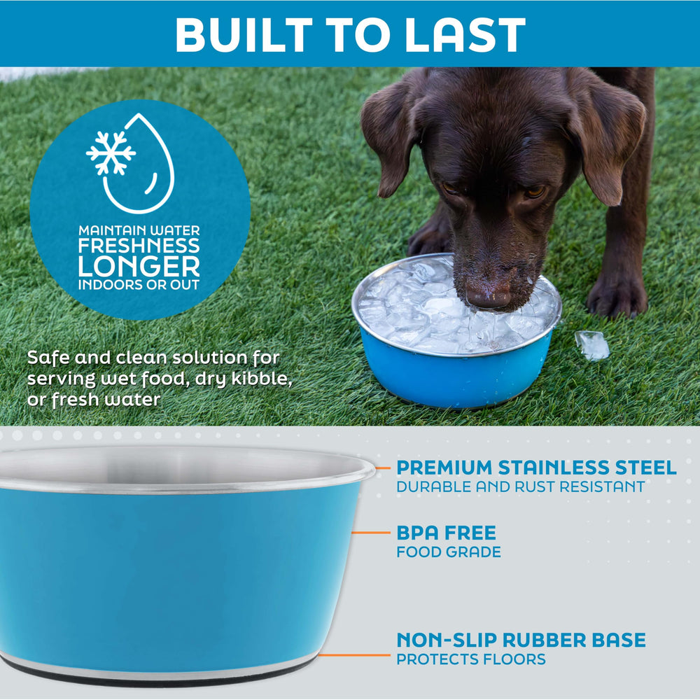 Durable stainless steel bowls by Master Pet Supply are dishwasher safe