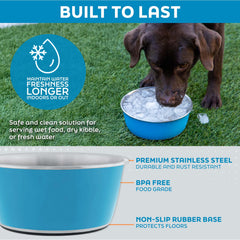 Durable stainless steel bowls by Master Pet Supply are dishwasher safe