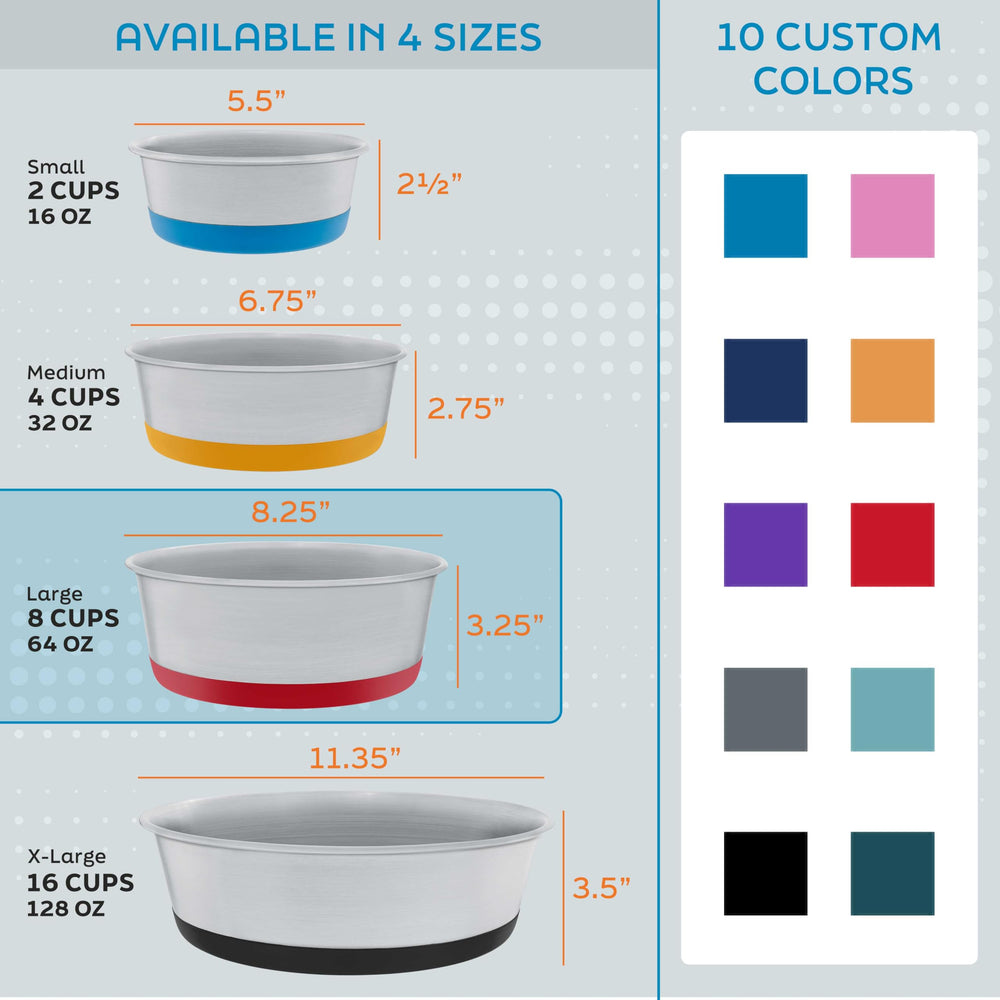Master Pet Supply graphite stainless steel bowls for dogs, rust-resistant