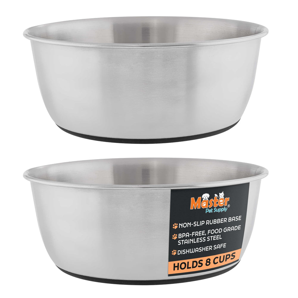 Master Pet Supply stainless steel dog bowls pair for durable daily feeding