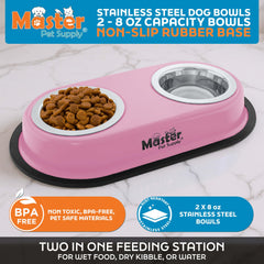 Master Pet Supply 8 oz removable stainless steel bowls for easy cleaning
