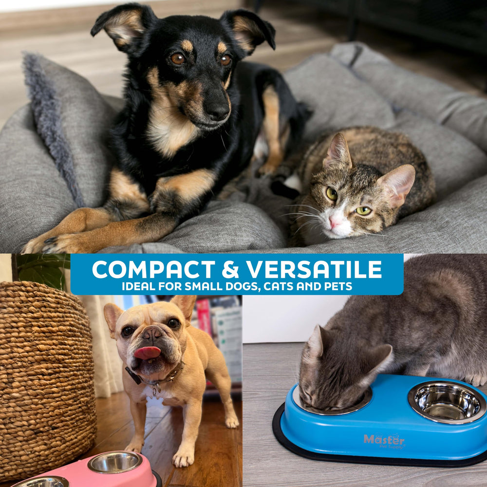 Master Pet Supply two-in-one bowls keep food and water together