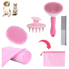 MASTER QUEEN dog bath brush kit with four brushes for gentle home grooming.