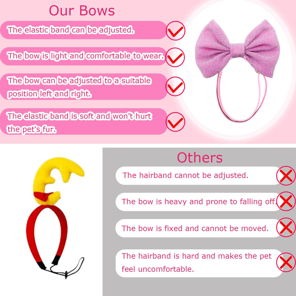 Masue Pets pink bow headband for cute daily outfits