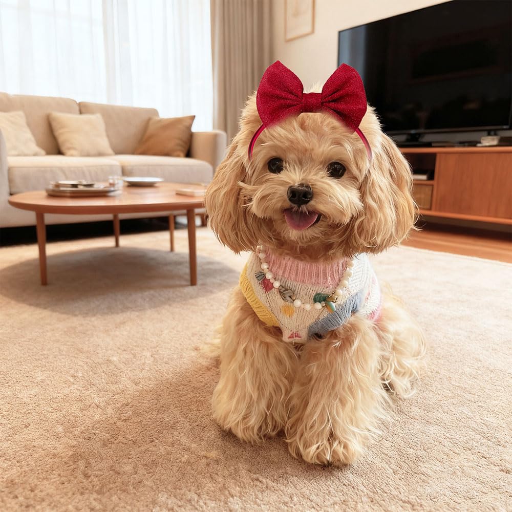 Masue Pets soft plush bows with elastic band stay in place