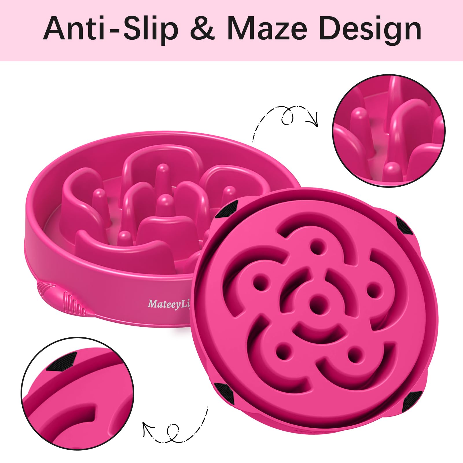 MateeyLife 4-cup capacity bowl suitable for dry, wet, or raw meals.