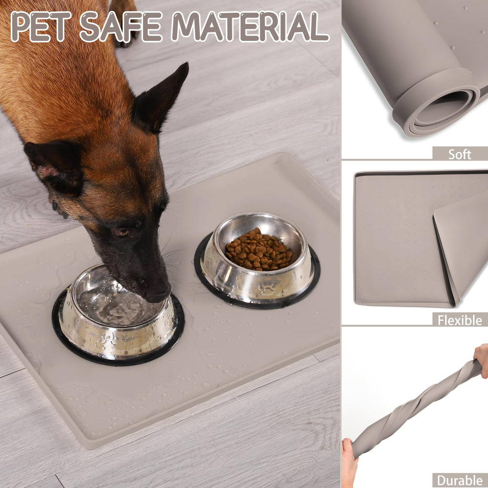 MateeyLife cat food mat under bowl protects floors from spills during meals