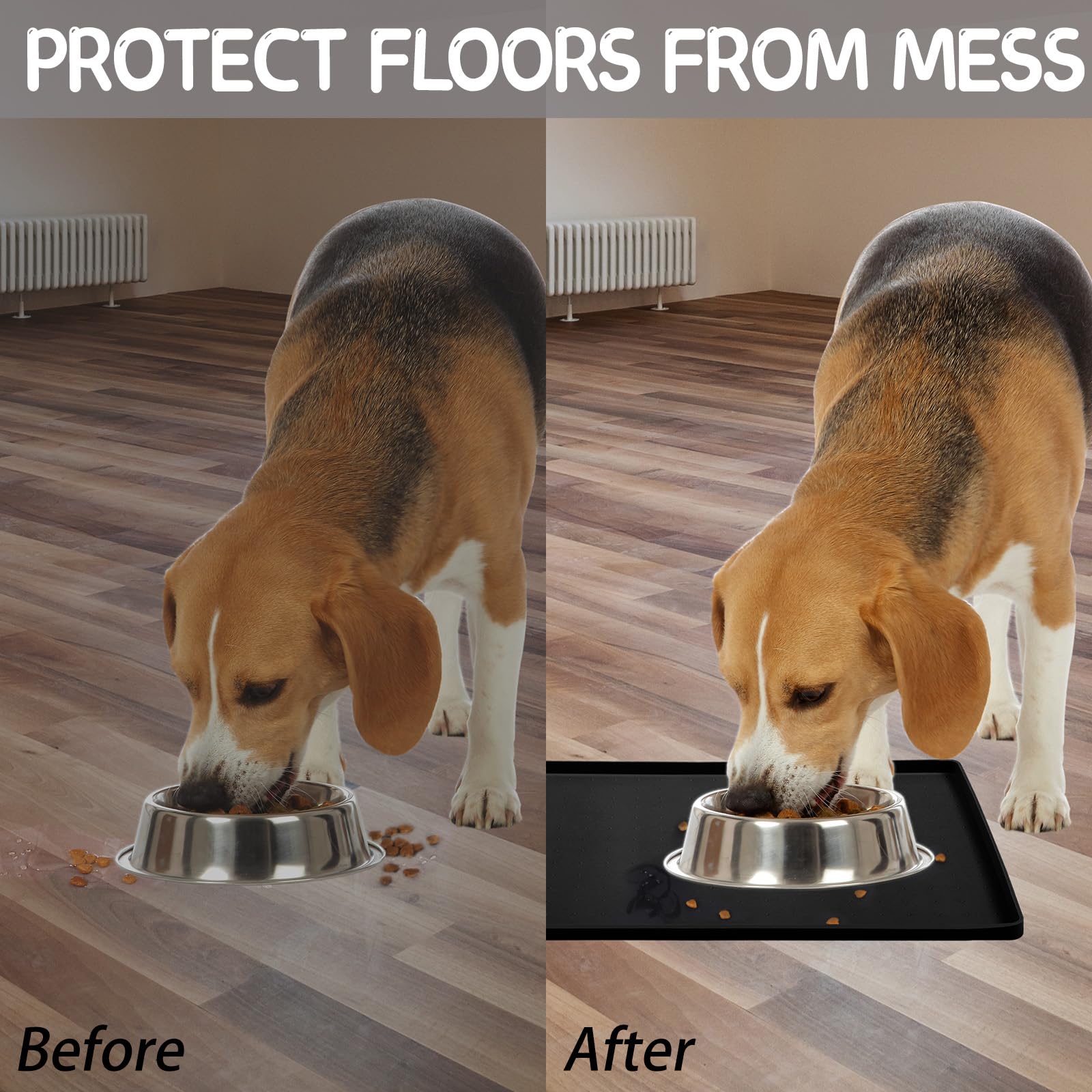 MateeyLife dishwasher-safe pet mat is easy to clean after feeding.