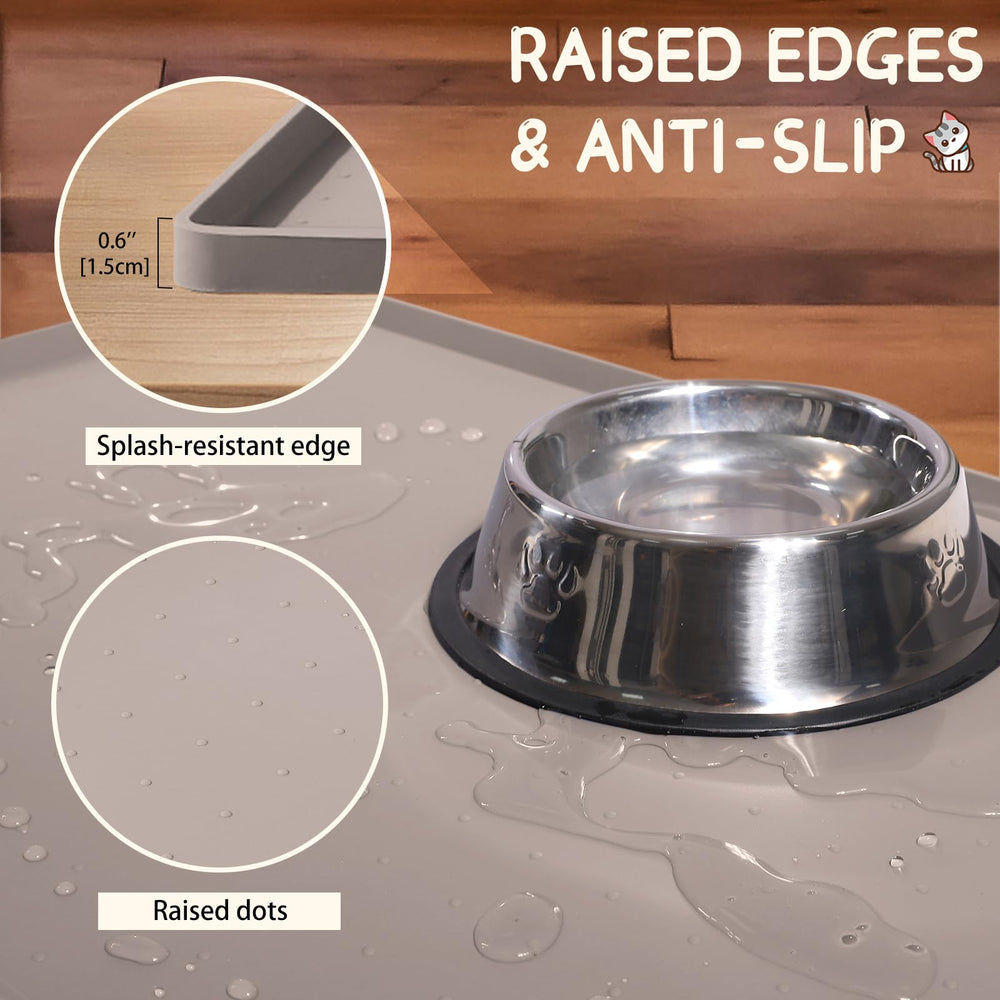MateeyLife food mat with lip traps crumbs and protects floors.