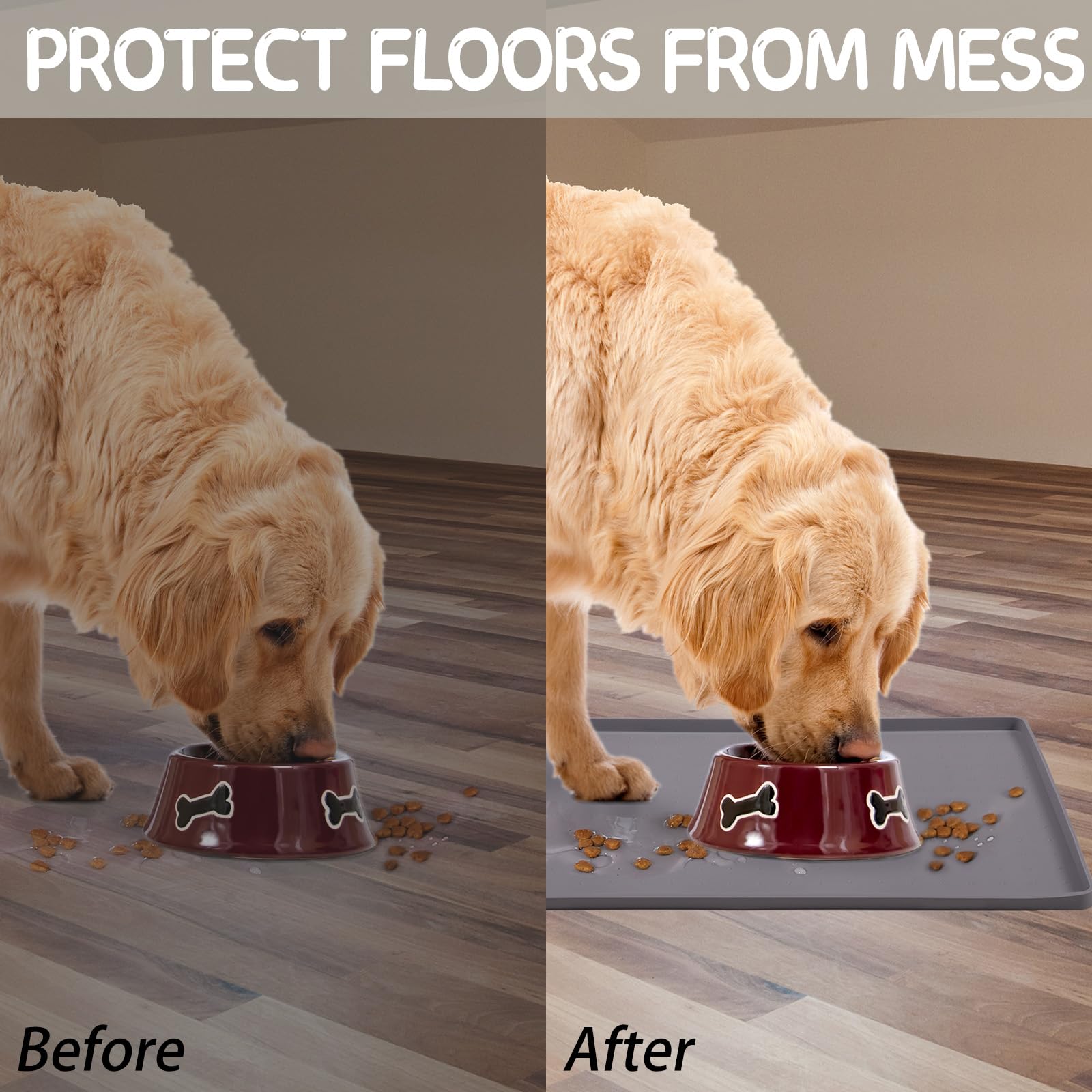 MateeyLife lip-edged mat helps contain crumbs and drips.