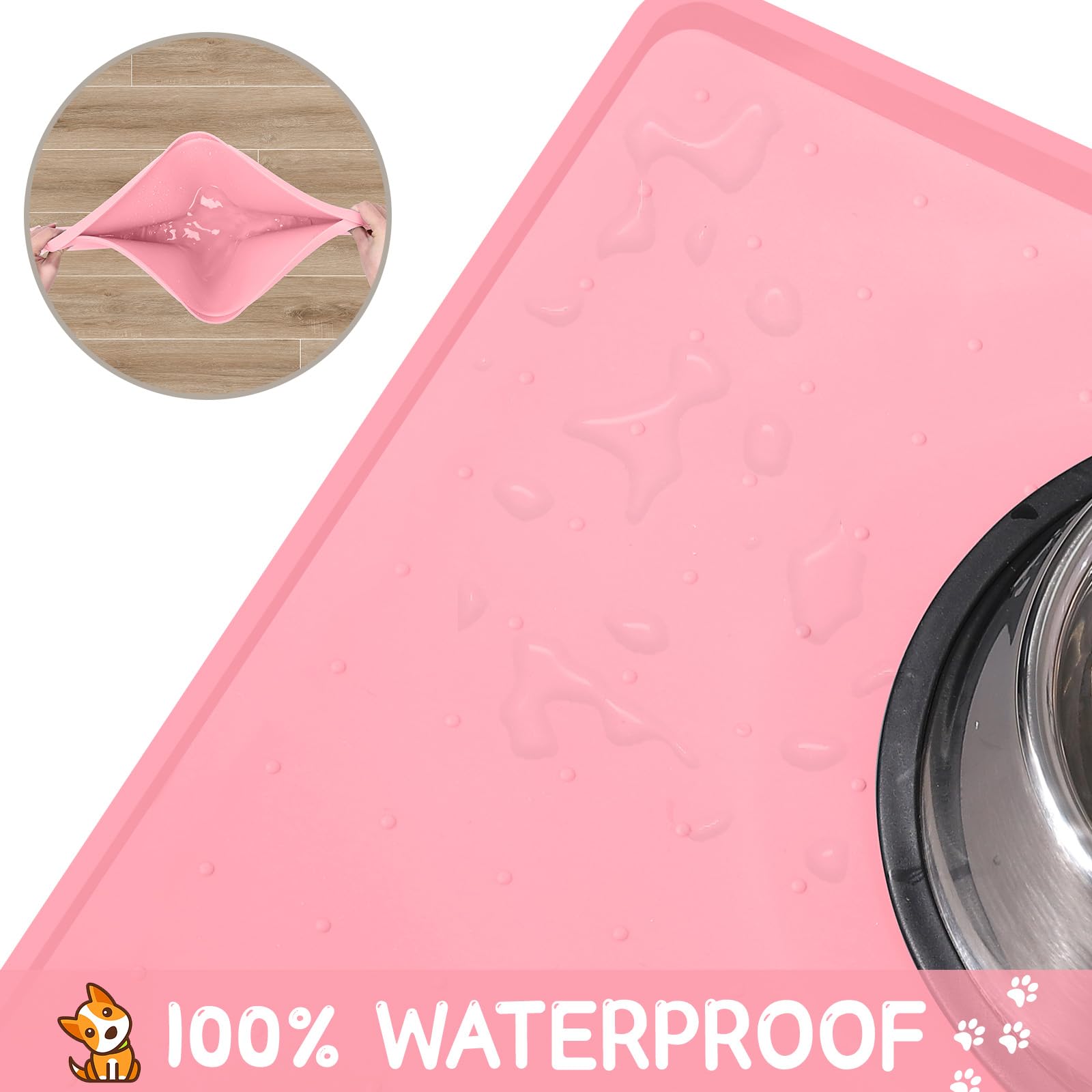 MateeyLife non-slip silicone mat with anti-spill dots keeps bowls steady