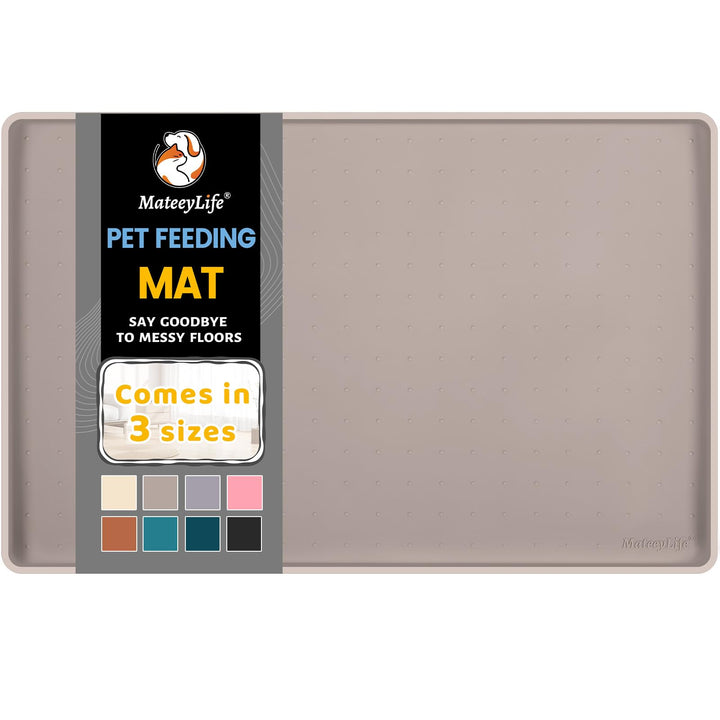 MateeyLife silicone cat-dog food mat with lip-edge helps contain spills during mealtime