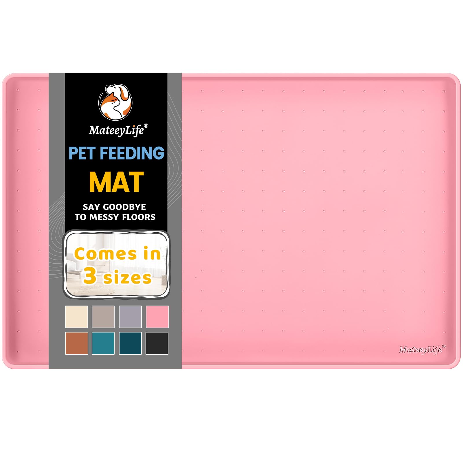 MateeyLife silicone cat and dog food mat folded for travel and mess-free meals