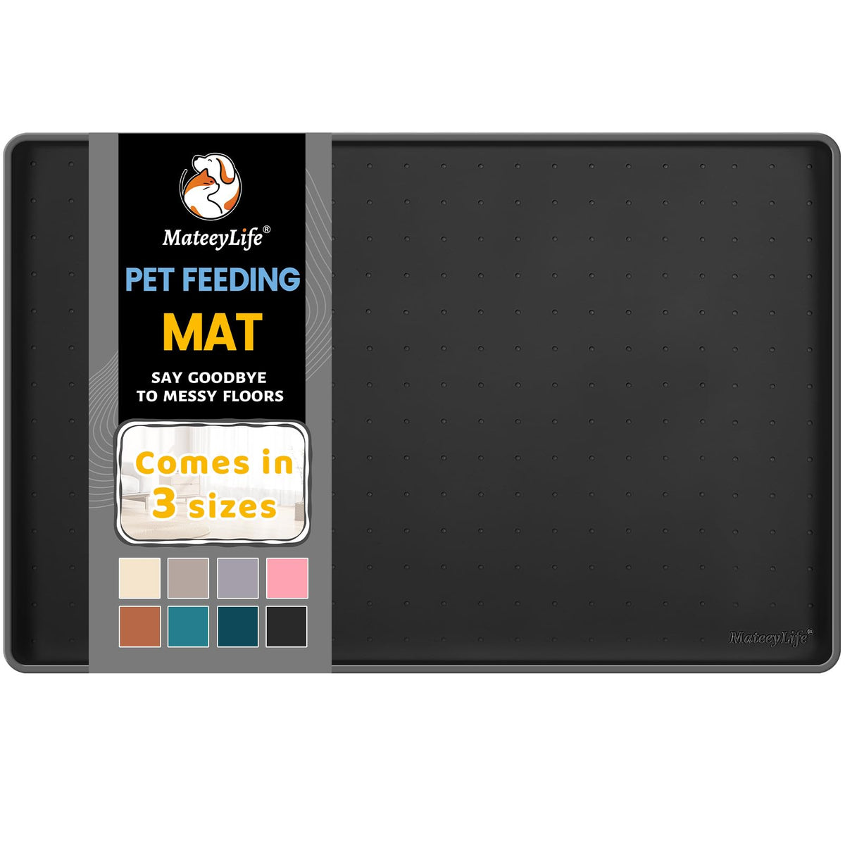 MateeyLife silicone mat rollable for travel keeps bowls secure and spills contained.